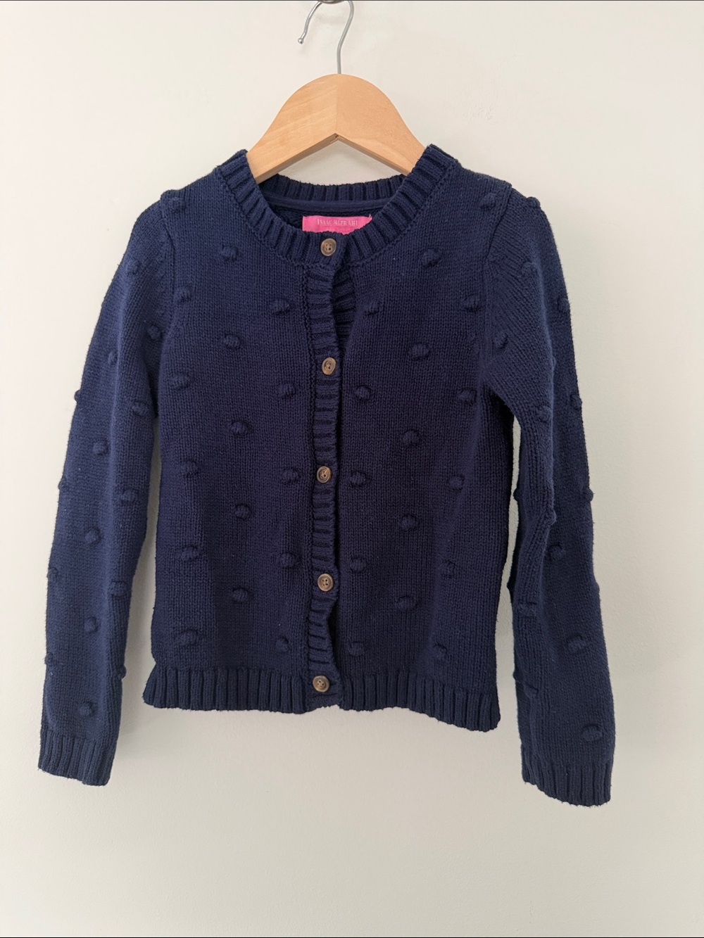 Isaac Mizrahi Girls Navy Knit Button-Up Baubles Stitch Cardigan 5-6 Years